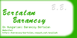 bertalan barancsy business card